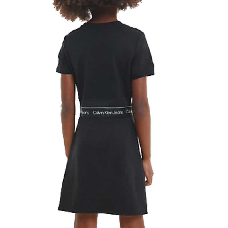 Calvin Klein Jeans Girls Logo Tapes SS Dress Black IG0IG01828-BEH