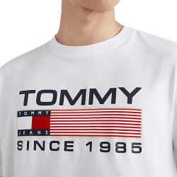 Tommy Jeans Flocked Badge T-Shirt White DM0DM14991-YBR