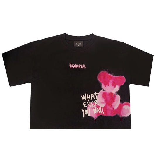 Disclaimer Glitter Bear Crop T-Shirt Junior