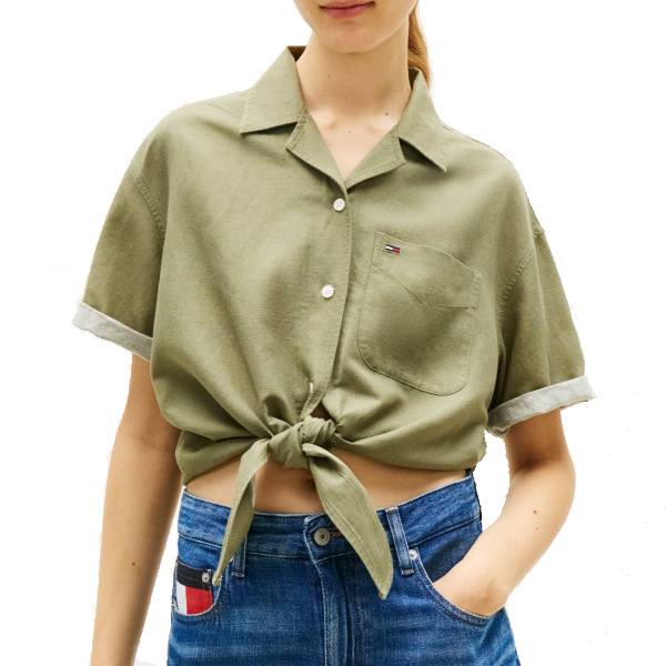 Tommy Jeans Essential Linen Crop T-Shirt Donna