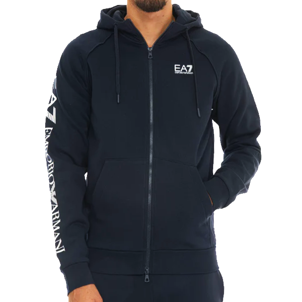 EA7 Logo Series Full Zip Hoodie Uomo