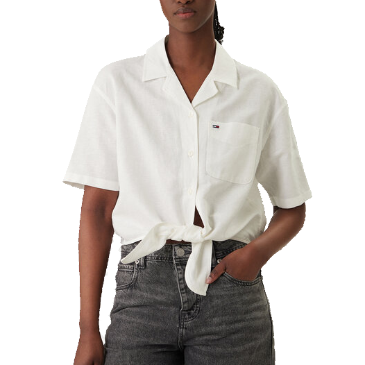 Tommy Jeans Essential Linen Crop T-Shirt Donna