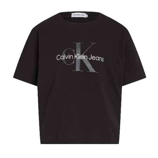 Calvin Klein Jeans Glitter Monogram Boxy T-Shirt Junior
